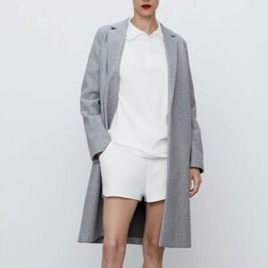 Zara Faux Felt Wool Coat in Heather Gray